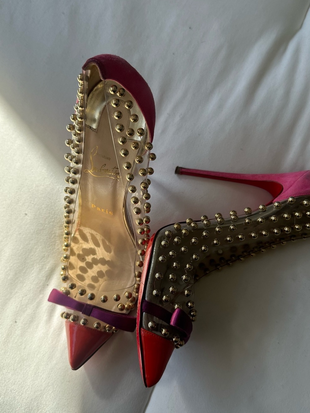 Christian Louboutin Bille et Boule Studded PVC Bow Pumps